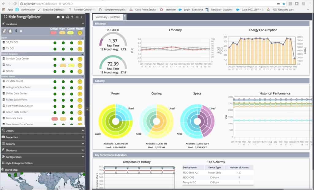 Legacy Nlyte Energy Optimizer interface