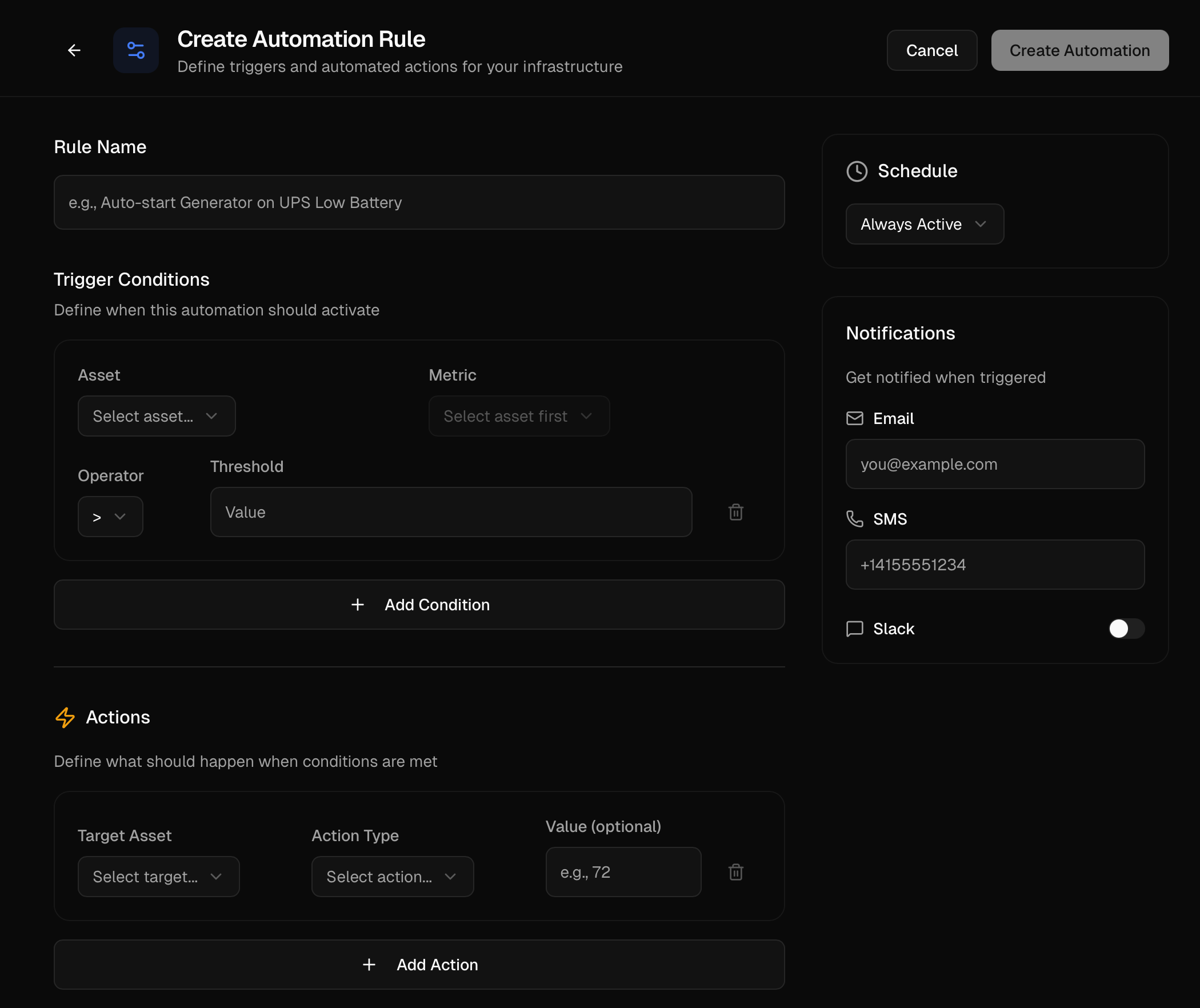 Automation Rule Builder - Define triggers and automated actions